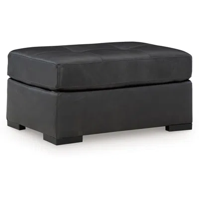 Hivvago Keaton Oversized Accent Ottoman, Black Faux Leather, 40 Inch In Gray