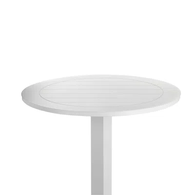 Hivvago Keli 43 Inch Outdoor Bar Table, White Aluminum Frame, Foldable Design