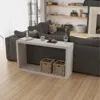 Hivvago Keli 52 Inch Sofa Console Table, Mango Wood Handcrafted Open Frame, Rustic Washed White