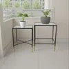 Hivvago Kellie Plant Stand Table Set Of 2, Black Metal With Clear Glass Tops