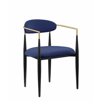 Hivvago Kenny 21 Inch Dining Chair, Blue Fabric, Foam Padding, Gold And Black Metal