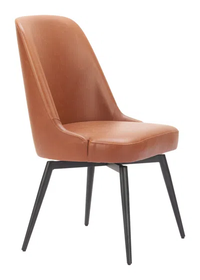 Hivvago Keppel Swivel Dining Chair (set Of 2) Brown In Pink