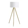 Hivvago Kera Floor Lamp, White Drum Shade, Brass Gold Tripod Base 64 Inch In Gold
