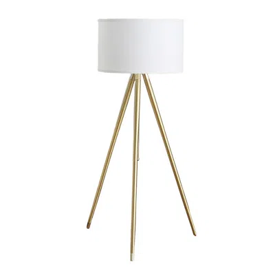 Hivvago Kera Floor Lamp, White Drum Shade, Brass Gold Tripod Base 64 Inch
