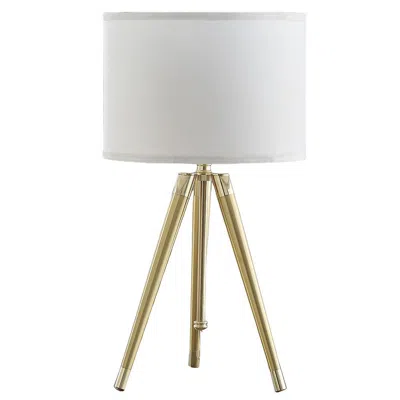 Hivvago Kera Table Lamp, White Drum Shade, Brass Gold Tripod Base 39 Inch
