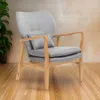 Hivvago Keya Accent Chair, 1 Pillow, Gray, Button Tufted Back, Light Brown Wood In Gray