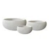 Hivvago Keyan Accent Planter Set Of 3, White Resin, Modern Smooth Bowl Shape In White