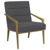 Hivvago Kiara Accent Chair, Channel Tufted Dark Gray Fabric, Gold Metal Frame