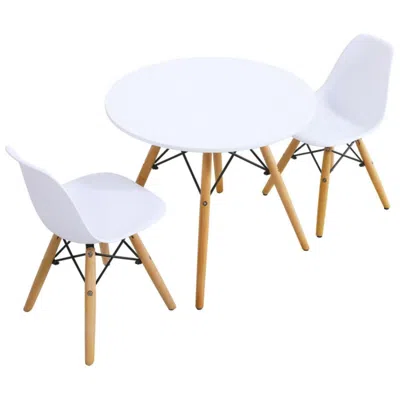 Hivvago Kid's Modern Dining Table Set With 2 Armless Chairs In Multi