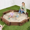 Hivvago Kid's Octagonal Sandbox In Walnut Wood Finish In Brown