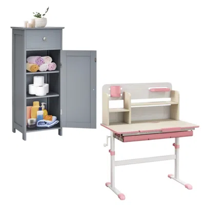 Hivvago Kid's Room Bundle: Kids Study Desk And Wooden Cabinet