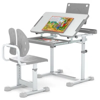 Hivvago Kid's Study Desk And Chair Set With Tilt Desktop And Book Stand