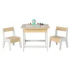 Hivvago Kid's Table And Chairs Set With Double-sized Tabletop-natural