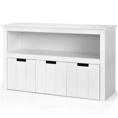 Hivvago Kid Toy Storage Cabinet 3 Drawer Chest With Wheels Large Storage Cube Shelf In White