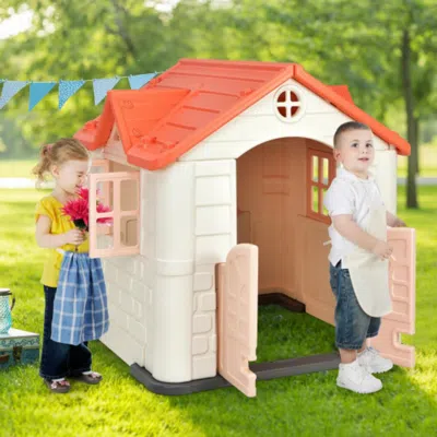 Hivvago Kidâ€s Playhouse Pretend Toy House For Boys And Girls 7 Pieces Toy Set-yellow In White