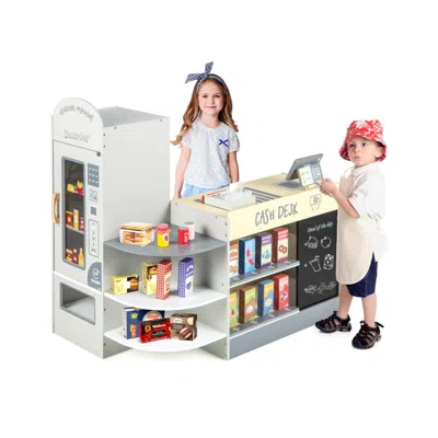 Hivvago Kids Grocery Store Playset With Cash Register Pos Machine-gray