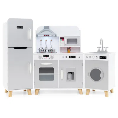 Hivvago Kids Kitchen Playset 3-in-1 With Refrigerator And Washing Machine-gray