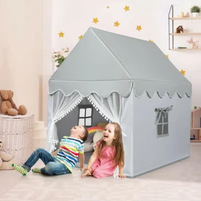 Hivvago Kids Large Play Castle Fairy Tent With Mat-gray