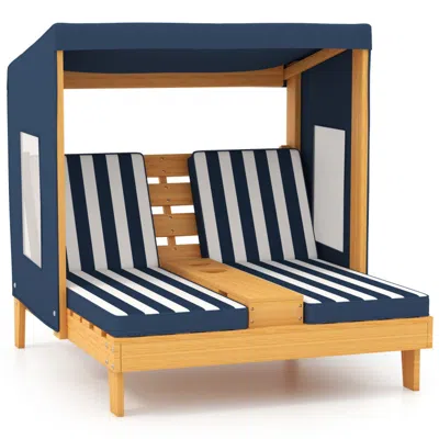 Hivvago Kids Patio Lounge Chair With Cup Holders And Awning In Multi