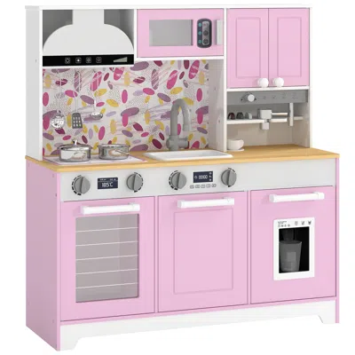 Hivvago Kids Play Kitchen Set With Coffee Maker Ice Maker Clicking Knobs Storage And Accessories