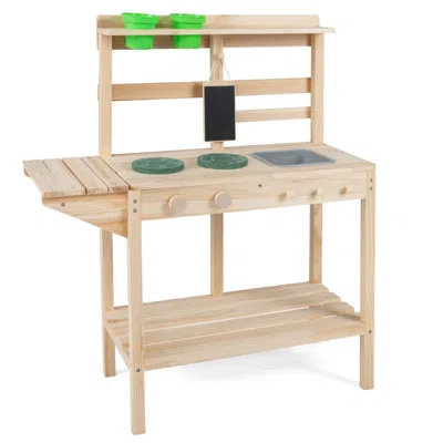 Hivvago Kids Play Kitchen Set Wooden Kitchen Playset With Stoves For Boys Girls
