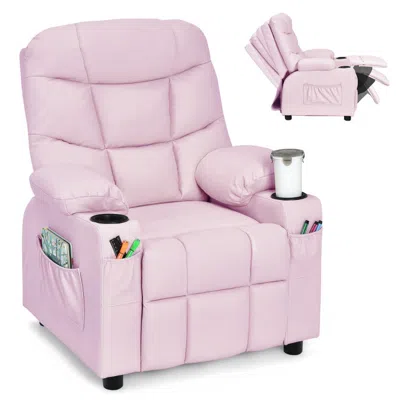 Hivvago Kids Recliner Chair With Cup Holder And Footrest For Children-brown