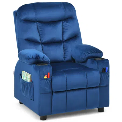 Hivvago Kids Recliner Chair With Cup Holder And Footrest For Children-light Blue