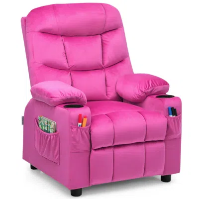 Hivvago Kids Recliner Chair With Cup Holder And Footrest For Children-pink