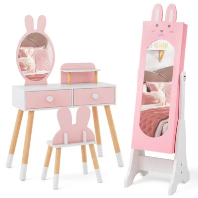Hivvago Kids Room Furniture Set With Princess Vanity Table And Chair-pink