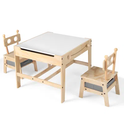 Hivvago Kids Table And Chairs Set With Reversible Whiteboard-robot-shaped