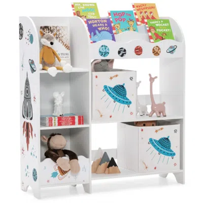 Hivvago Kids Toy And Book Organizer Children Wooden Storage Cabinet With Storage Bins