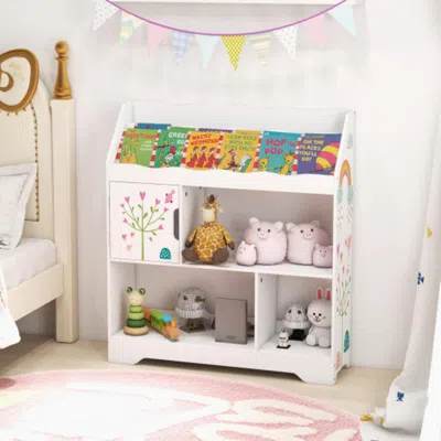 Hivvago Kids Toy Storage Organizer With Book Shelf And Storage Cabinet-white