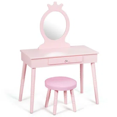 Hivvago Kids Vanity Makeup Table And Chair Set Make Up Stool