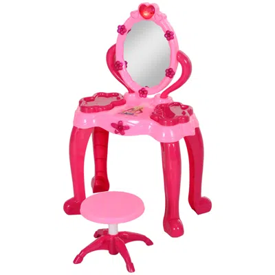 Hivvago Kids Vanity Playset With Mirror And Stool In Pink