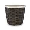 Hivvago Kimo Outdoor Square End Table, Dark Brown Wicker Details, 23 Inch