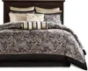 Hivvago King 12 Piece Cotton Polyester Comforter Set Black Gold Paisley In Gray