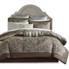 Hivvago King 12 Piece Cotton Polyester Comforter Set Blue Paisley In Brown