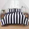 Hivvago King 3 Piece Reversible Navy White Stars Stripes 100-percent Cotton Quilt Set