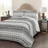 Hivvago King 3 Piece Scandinavian Style Chevron Black White Reversible Cotton Quilt Set In Black