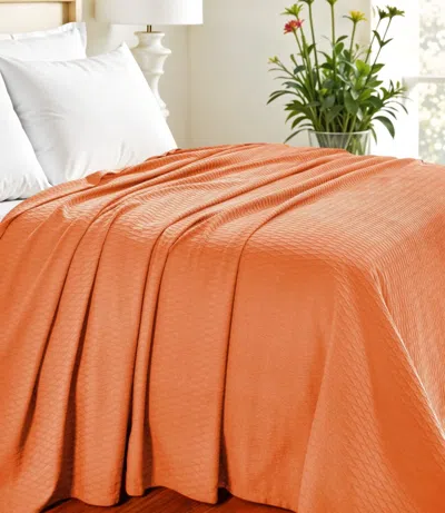 Hivvago King Burnt Orange Cotton Woven Geometric Blanket