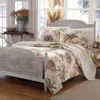 Hivvago King Cotton Coastal Palm Tree Floral 3 Piece Reversible Quilt Set In Multi