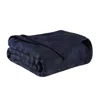 Hivvago King Navy Blue Cotton Basketweave Geometric Blanket In Blue