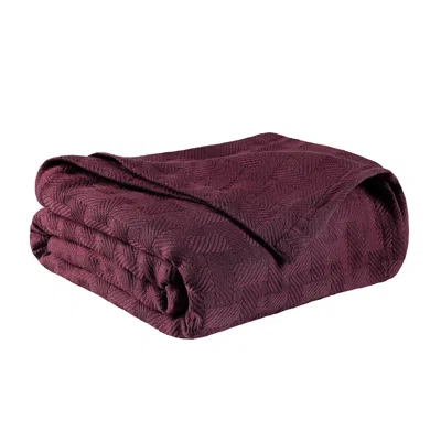 Hivvago King Plum Cotton Basketweave Geometric Blanket In Purple