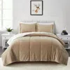 Hivvago King Plush Microfiber Reversible Comforter Set In Gold In Neutral