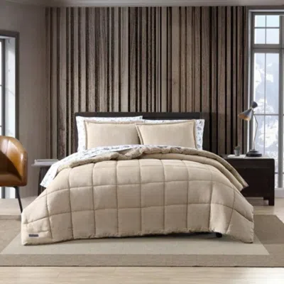 Hivvago King Plush Sherpa Reversible Micro Suede Comforter Set In Beige In Neutral