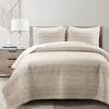 Hivvago King Scandinavian Chevron Beige Tan White Reversible Cotton Quilt Set In Neutral
