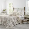 Hivvago King Size 3 Piece Bed-in-a-bag Bohemian Tan Beige Floral Cotton Quilt Set In Multi