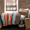 Hivvago King Size 3-piece Quilt Set In Modern Colorful Stripe Geometric Floral Pattern