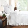 Hivvago King Size 3-piece Quilt Set With 2 Pillow Shams 100% Cotton White Ruffles In White