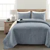 Hivvago King Size 3-piece Reversible Woven Cotton Quilt Set In Navy Cream